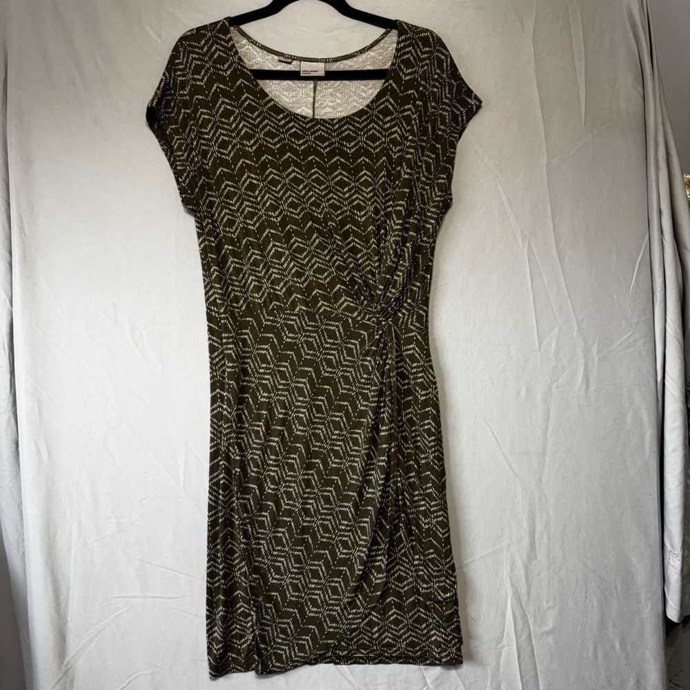 Vero Moda Womens Size Large Twist Front Midi Dress Sage Career Office Corpcore